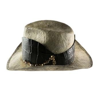 Chapeau western paille et cuir Catena Fiorita