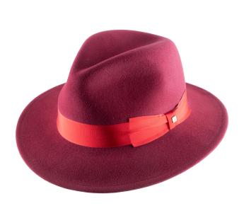 Chapeau Femme Feutre Fedora cerise